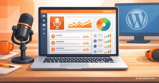 Castos podcast hosting dashboard with WordPress logo showing WordPress integration for podcasters